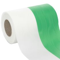 Artikel Moiré Kranzband grün-weiß 150mm, Dekorationsband, Schleifenband, Taft-Qualität 25m