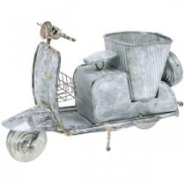 Blumentopf Motorroller Metall Vintage Weiß gewaschen 35×12×23cm