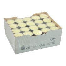Artikel Nachtlichter Teelichter Nightlights Gelb Alu Brenndauer 8 Std 60 St