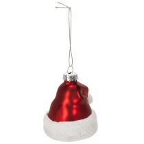 Artikel Weihnachtskugeln Nikolausmütze Glas Rot-Weiss 8cm 6 Stück