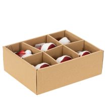 Artikel Weihnachtskugeln Nikolausmütze Glas Rot-Weiss 8cm 6 Stück