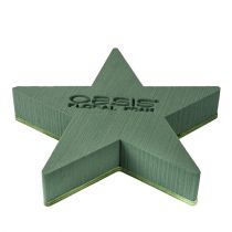 Artikel Nasssteckschaum Stern mit Holzunterlage 25 x 25 x 4,5 cm Grün