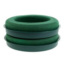 Artikel Steckschaumring mit Kunststoffschale Grün Ø30cm H4,5cm 2 Stück