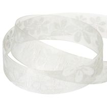 Artikel Organzaband mit Blumenmuster Grün 25mm x 18m Geschenkband aus Polyamid
