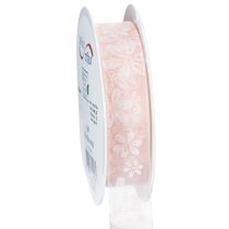 Artikel Organzaband mit Blumenmuster Rosa 25mm x 18m Dekoband aus Polyamid