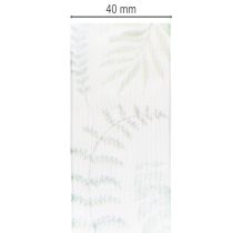 Artikel Organzaband Chiffonband mit Blattmotiv Grün-Weiss 40mm x 15m