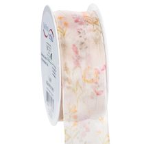 Artikel Organzaband Chiffonband Blumen Orange Rosa 40mm 15m