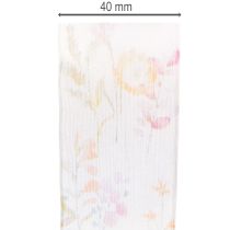 Artikel Organzaband Chiffon 40mm x 15m Blumenmotiv Rosa Apricot Orange Geschenk- und Dekoband