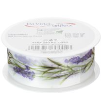 Artikel Organzaband Chiffonband 40mm x 20m mit Lavendelmotiv für Dekoration und Geschenkverpackung