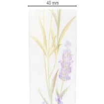 Artikel Organzaband Chiffonband 40mm x 20m mit Lavendelmotiv für Dekoration und Geschenkverpackung