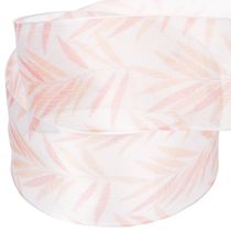 Artikel Organzaband Chiffonband mit Blättermotiv 40mm x 15m Orange-Rot