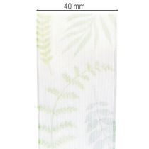 Artikel Organzaband Grün mit Blattranken 40 mm x 15 m aus Polyester und Polyamid
