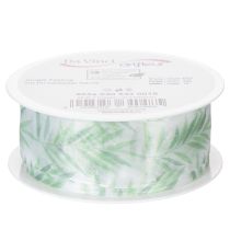 Artikel Organzaband Chiffonband 40mm x 15m mit grünen Blättermotiven
