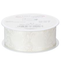 Artikel Organzaband Creme 40mm x 15m mit Herzmotiv für Dekorationen