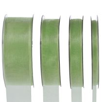 Artikel Organzaband Geschenkband mit Webkante Lindgrün 50m
