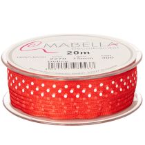 Artikel Polyester Geschenkband Rot mit Weiss Gepunktet 1,5 cm x 20 m für Geschenk- und Dekorationszwecke