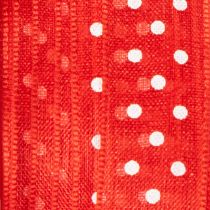 Artikel Polyester Geschenkband Rot mit Weiss Gepunktet 1,5 cm x 20 m für Geschenk- und Dekorationszwecke