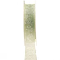 Organzaband Blumen Geschenkband Grün 25mm 18m