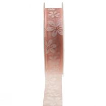 Organzaband Blumen Geschenkband Rosa 25mm 18m