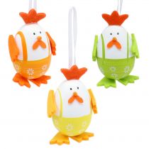 Artikel Bemaltes Ei als Hahn zum Hängen im Mix 7,5cm 12 St