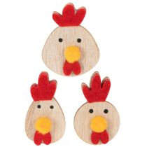 Artikel Holz-Huhn 5cm mit Klebepunkt, 36er Set – Deko zur Oster- und Frühjahrsbastelei