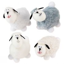 Artikel Osterdeko Figuren Schaf 7,5 cm Weiss Grau Textil Styropor 4 Stück Tischdeko