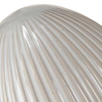 Artikel Ostereier Keramik Deko Ei mit Rillen Weißgrau 10×12,5cm 2 St