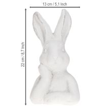 Artikel Osterhase Figur aus Kunststein Shabby Chic 11×9×20,5 cm Weiss für Innenräume