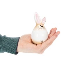 Artikel Osterhase Keramik Weiß Ei Deko Figur Hase Ø6cm H11,5cm