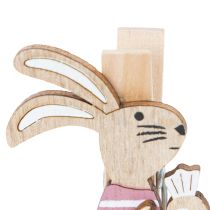 Artikel Deko-Holzklammern Osterhasen, 7,5 cm, Rosa/Weiss, 4er-Set