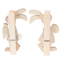 Artikel Deko-Holzklammern Osterhasen, 7,5 cm, Rosa/Weiss, 4er-Set