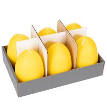 Artikel Gelbe Osterei-Kerzen aus Wachs, 9 cm hoch, Set mit 6 Stück, für Osterdekoration