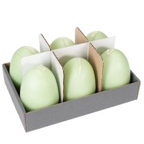 Artikel Osterkerzen in Eiform Grün aus Wachs, 9 cm, 6er-Set, Brenndauer 20 Stunden
