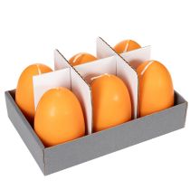 Artikel Eikerzen Set orange, aus Wachs, 9 cm hoch, 20 Stunden Brenndauer, für Osterdekoration, 6 Stück