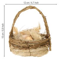 Artikel Osterkorb aus Reben mit künstlichen Wachteleiern und Heu Ø12 cm 2er-Set