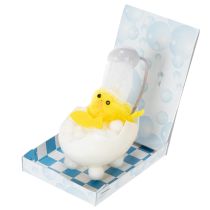 Artikel Dekofigur Chenilleküken in Eierschalen-Badewanne mit Fisch, Gelb, 9 cm, Innenbereich