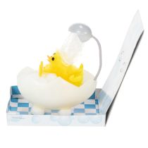 Artikel Dekofigur Chenilleküken in Eierschalen-Badewanne mit Fisch, Gelb, 9 cm, Innenbereich