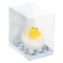 Artikel Dekofigur Chenilleküken in Eierschalen-Badewanne mit Fisch, Gelb, 9 cm, Innenbereich