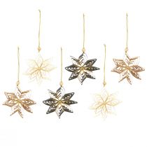 Artikel Papiersterne Christbaumschmuck 10 cm Weiss Braun Grün, 6 Stück