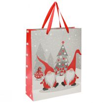 Artikel Geschenktüten Papier mit Wichtelmotiv 26×10×32cm Rot Grau 2 Stück