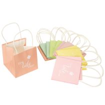 Artikel Geschenktüten aus Papier mit Henkel, 12 cm, mehrfarbig, Aufdruck "Eine Tüte Glück", 12 Stück