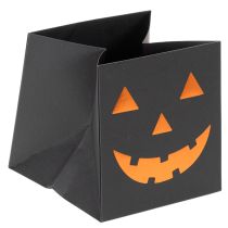 Artikel Papiertüten Set Kürbis-Motiv Schwarz Orange 10,5cm 6 Stück