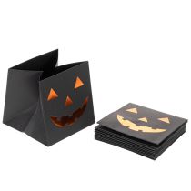 Artikel Papiertüten Set Kürbis-Motiv Schwarz Orange 10,5cm 6 Stück