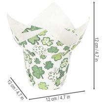 Artikel Übertopf Papier 12 cm mit Kleeblatt-Motiv im 12er-Set