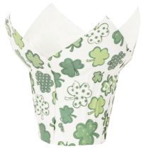 Artikel Übertopf Papier 12 cm mit Kleeblatt-Motiv im 12er-Set