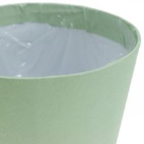 Papier-Übertopf, Pflanzgefäß, Topf zum Bepflanzen Blau/Grün Ø13cm H12,5cm 4St