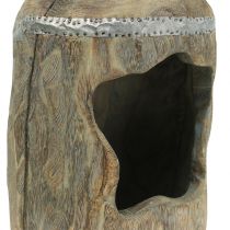 Artikel Deko Skulptur aus Paulownia Holz mit Aussparung Grau Ø15cm H39cm