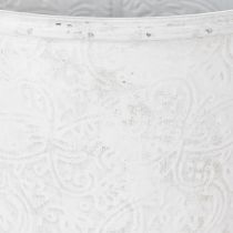 Artikel Pflanzgefäss Metall mit Ornamenten Ø20,5cm H19,5cm Weiss Grau für Innen und Aussen