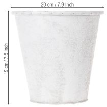Artikel Pflanzgefäss Metall mit Ornamenten Ø20,5cm H19,5cm Weiss Grau für Innen und Aussen