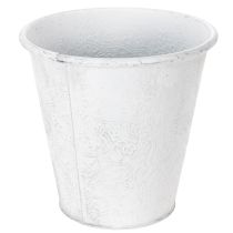Artikel Pflanzgefäss Metall mit Ornamenten Ø20,5cm H19,5cm Weiss Grau für Innen und Aussen